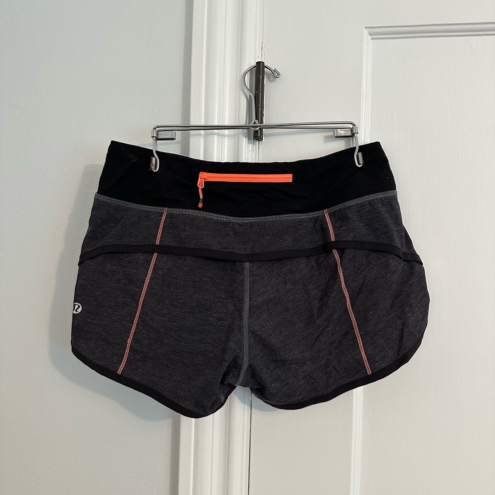 Lululemon speed up shorts rare black orange grey color